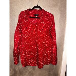 Karl Lagerfeld Hearts Valentine Date Nite Preppy Red Black White  Button Up Top